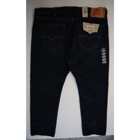 Levi's 501 Men's Sz 42x32 Dark Wash Stretch Slim Fit Straight Jeans $70 - Picture 2 of 7